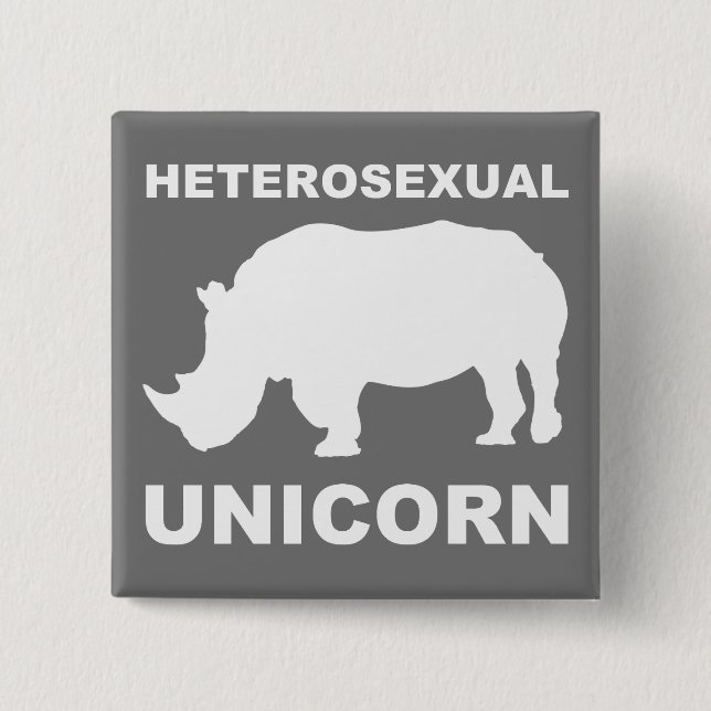 Insígnia de Botón Rinoceronte Unicornio Heterosexu (Anverso)