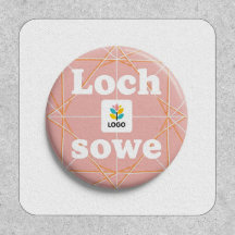 Insignia de botón rosa geométrico floral minimalis