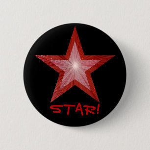 Insignia de botón 'STAR!' de Estrella Roja negro
