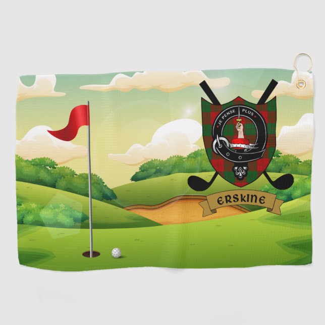 Insignia de clan erskine y toalla de golf Tartan (Horizontal)