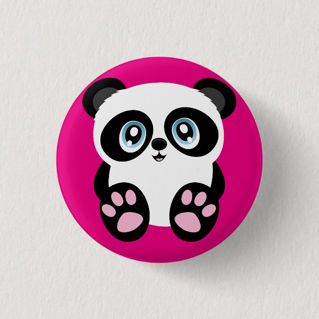 Insignia de clavija del botón Cute Pink Panda (Anverso)
