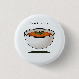 Insígnia de comida, pin, botón, buena sopa, botón