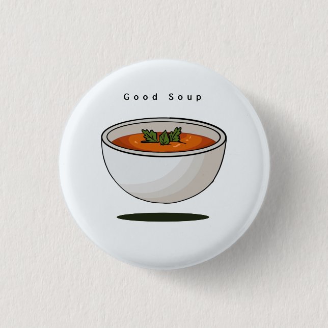 Insígnia de comida, pin, botón, buena sopa, botón (Anverso)