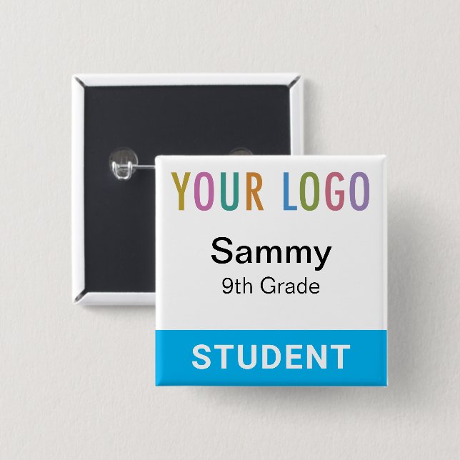 Insígnia de nombre de estudiante Botón del logotip (Anverso y reverso)