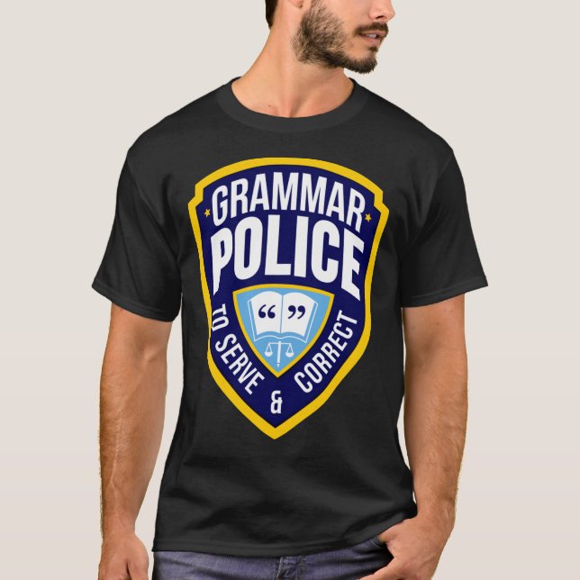 Insignia de policía gramatical camiseta clásica (Anverso)