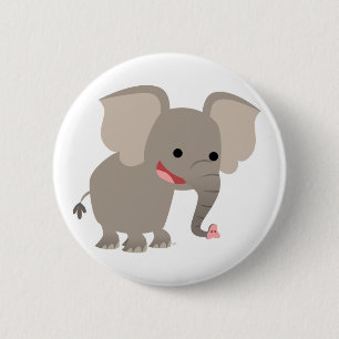 Insignia de risa del botón del elefante del dibuj