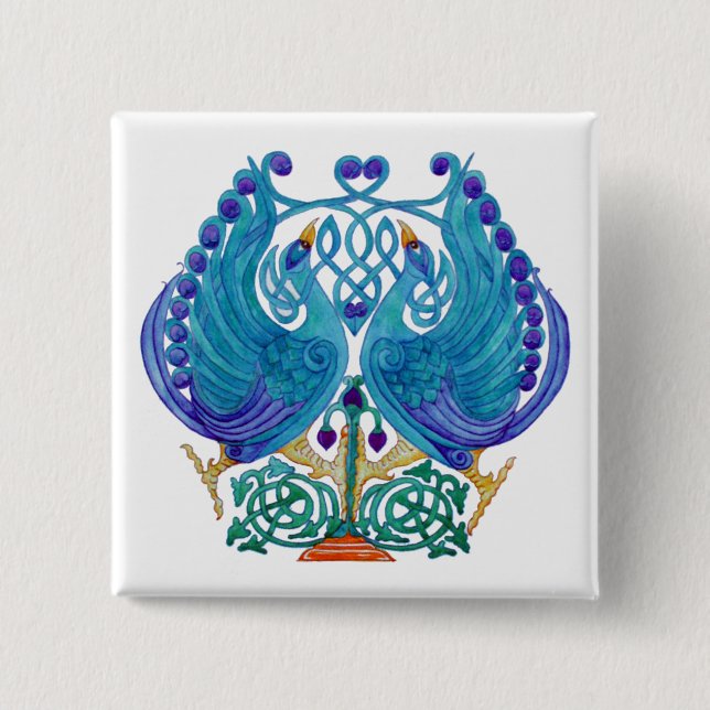 Insignia del botón Celtic Peacocks Square (Anverso)