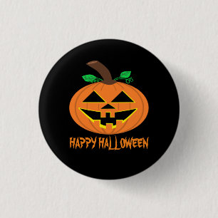 Insignia del botón de calabaza de Halloween Feliz