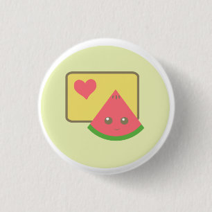 insignia del botón de la sandía del kawaii