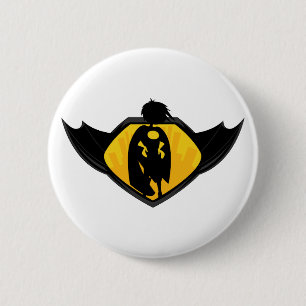 Insignia del botón de la silueta del super héroe