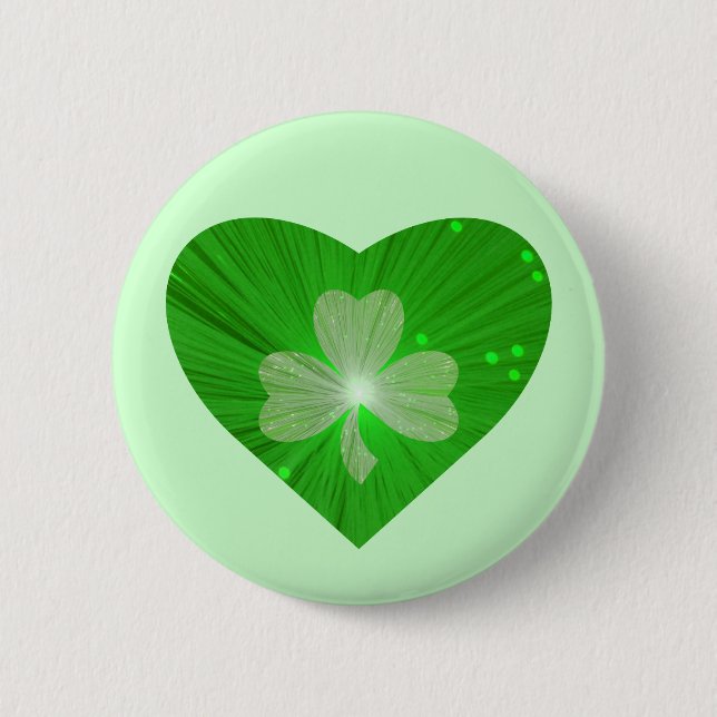 Insignia del botón del corazón de Shamrock verde (Anverso)