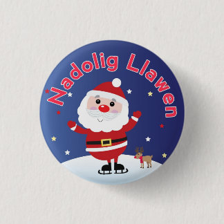 Insignia del botón del Pin de Nadolig Llawen Santa