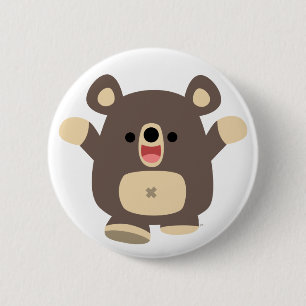 Insignia del botón Feliz Personalizado Oso Negro