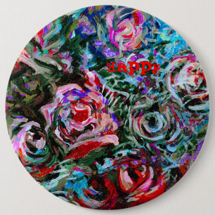 Insignia del botón Rosas abstractos felices