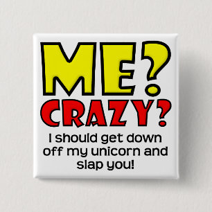 Insignia divertida loca del botón del unicornio