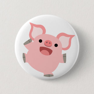 Insignia feliz del botón del cerdo del dibujo