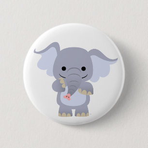 Insignia feliz del botón del elefante del dibujo