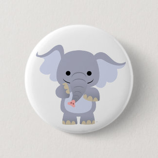 Insignia feliz del botón del elefante del dibujo