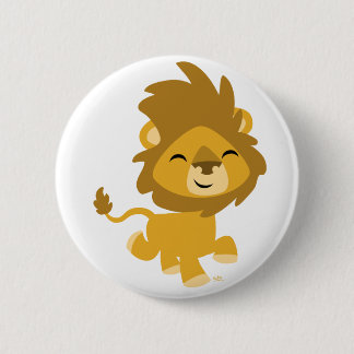 Insignia feliz del botón del león del dibujo