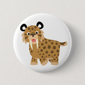 Insignia feliz linda del botón de Smilodon del