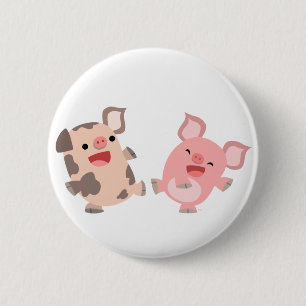 Insignia linda del botón de los cerdos del dibujo