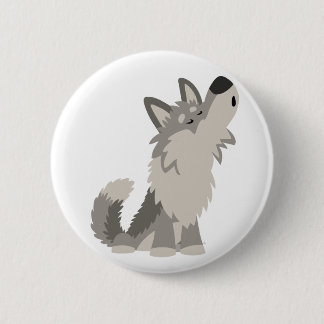 Insignia linda del botón del lobo del dibujo