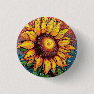 Insígnia, pin, botón de girasol. colorido