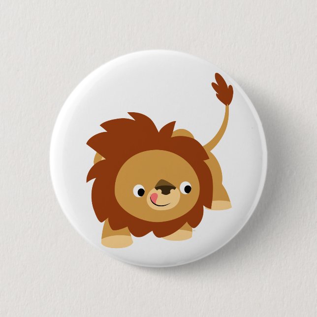 Insignia viva linda del botón del león del dibujo (Anverso)