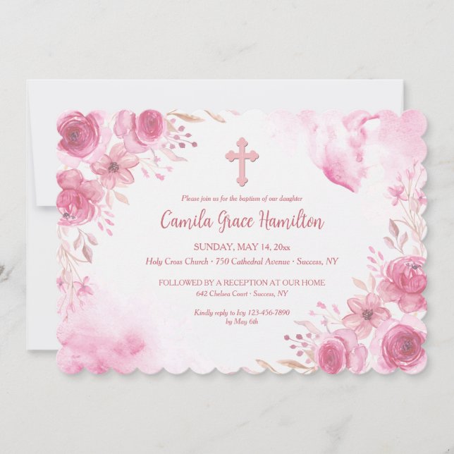 Inspiración rosa Invitación religiosa (Anverso)