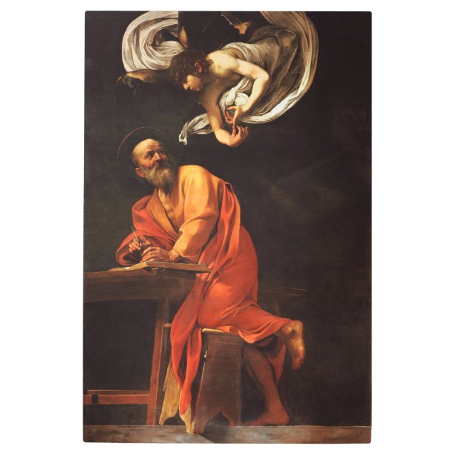 Inspiración San Mateo Caravaggio pintando arte (Anverso)