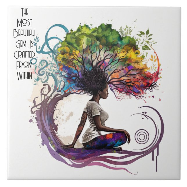 Inspirada Mujer Artesana Dentro De La Teja De Cerá (Frente)