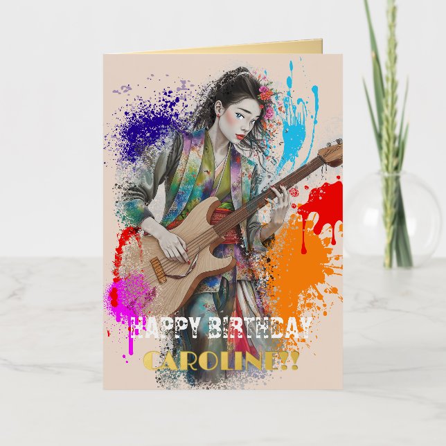 Inspiradora de arte guitarista japonesa personaliz (Anverso)