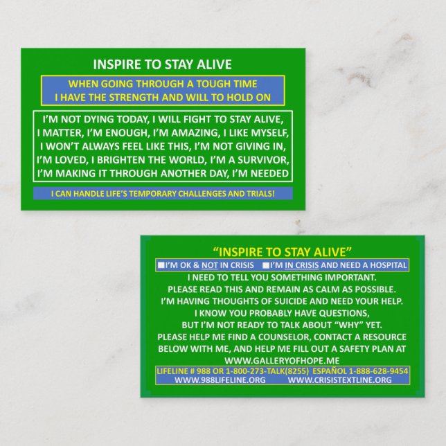 INSPIRE PARA MANTENER VIVO LA TARJETA DE PREVENCIÓ (Anverso / Reverso)