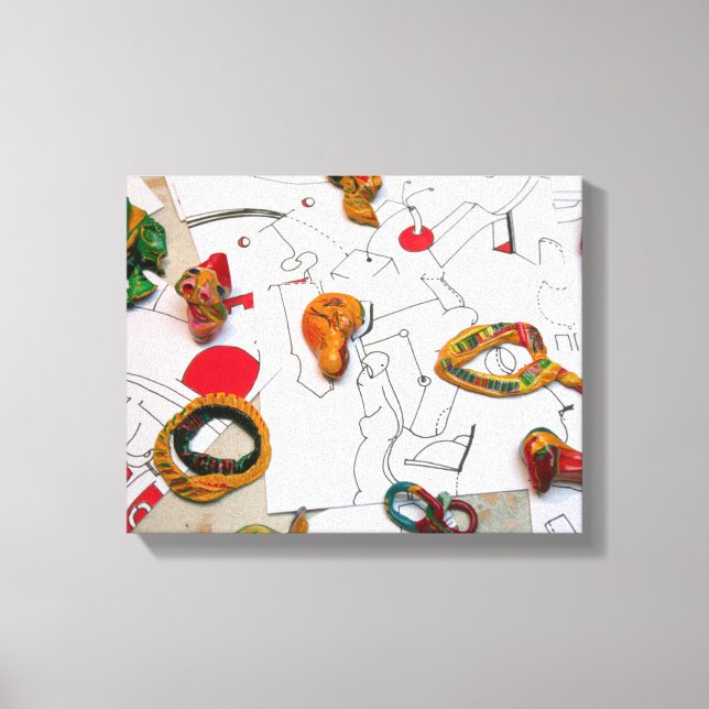 Instalación de micromanetiques en lienzo de dibujo (Anverso)