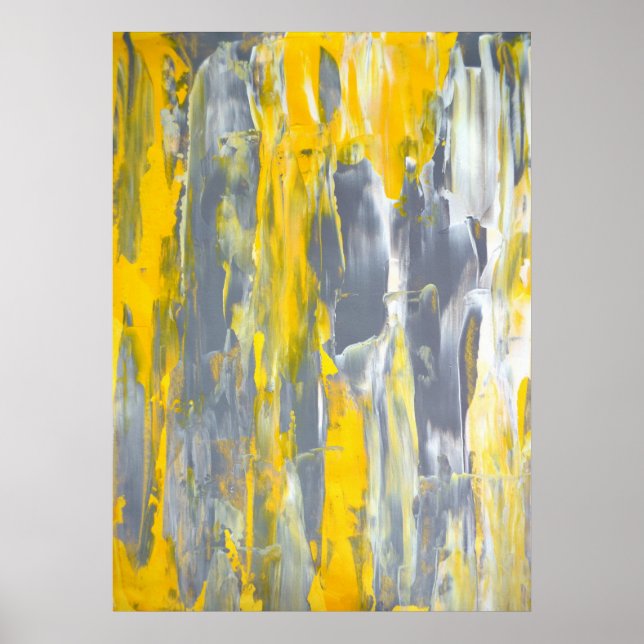 'Instigar' arte abstracto gris y amarillo (Frente)