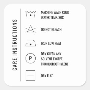 Instrucciones de atención de ropa Pegatinas de la