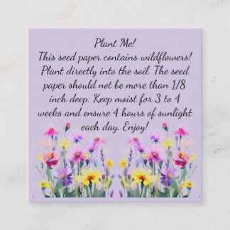 Instrucciones de papel semilla en tarjetas de visi