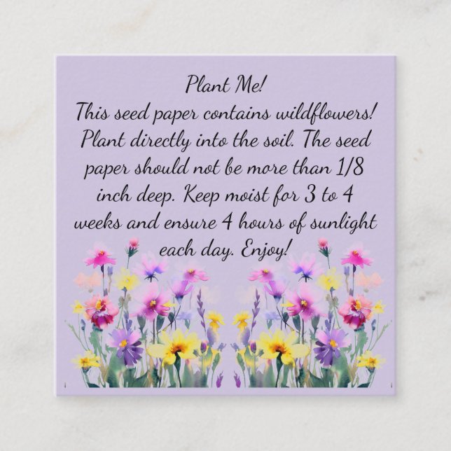 Instrucciones de papel semilla en tarjetas de visi (Anverso)