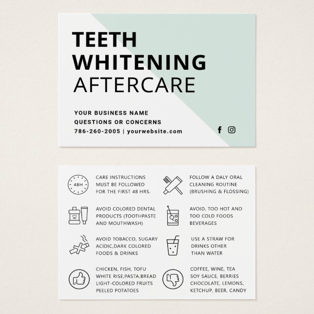Instrucciones para el cuidado después del blanquea (Anverso y reverso)