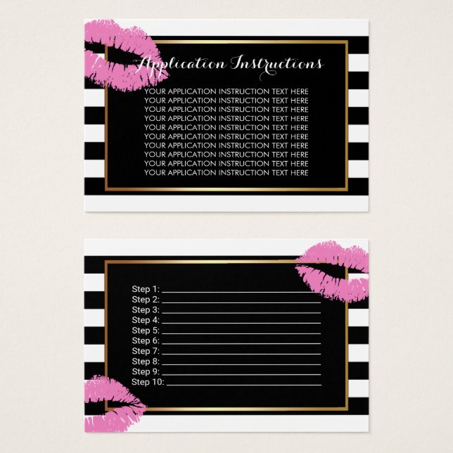 Instrucciones para la aplicación de labios rosados (Anverso y reverso)