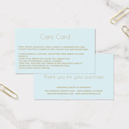 Instrucciones para la tarjeta de cuidados de joyer