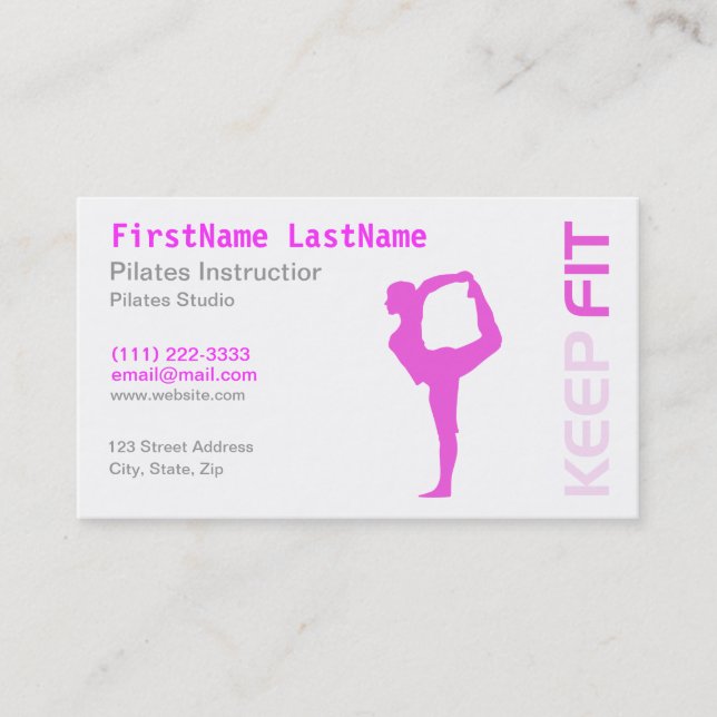 Instructor de pilates de fitness en tarjeta de vis (Anverso)