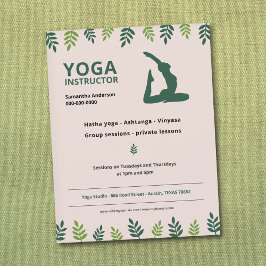 Instructor de yoga con volante de hojas verdes