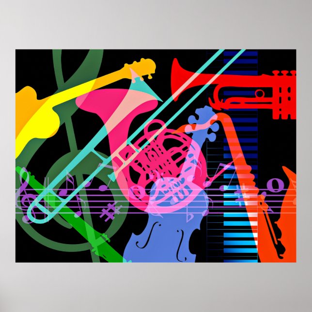 Instrumentos Musicales Diseño de Arte Pop (Frente)