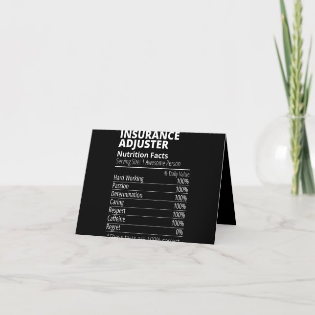Insurance Adjuster Nutrition Facts Funny (Anverso)