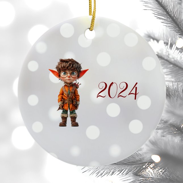 Intent Boy Navidades Elf Ornamento cerámico (Subido por el creador)