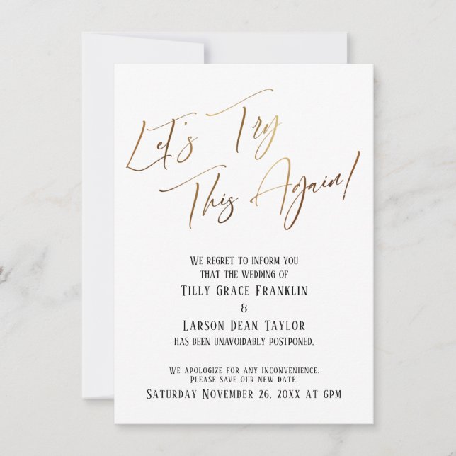Intentemos esto de nuevo Invitación Boda retardada (Anverso)