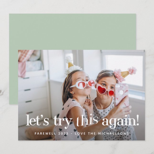 "Intentemos esto otra vez" Tarjeta fotográfica de  (Anverso / Reverso)