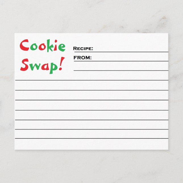 "¡Intercambio de cookies!" Tarjetas de receta (Anverso)