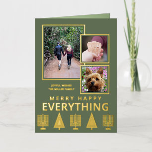 Interfaith 3 Foto Trendy Simple Verde Dorado